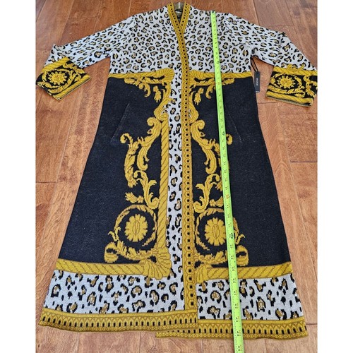 NWT $368 MAX SPORT Women's Long Duster Cardigan Sweater Leopard Black M - Picture 5 of 10