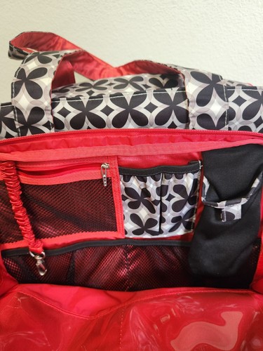 JU JU BE BE PREPARED MESSENGER DIAPER BAG IN CRIMSON KALEIDOSCOPE Large Pockets - Picture 8 of 18