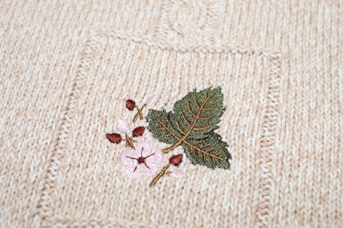 Vtg. Triona Design Women's XXL Knit Sweater Tan Embroiled LS 100% Cotton Ireland - Picture 8 of 12