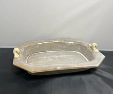 Studio Art Pottery Artisan Signed Baking Dish w/Spiral "Handles" 11.5 x 8.5" FS