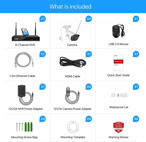 ZOSI H.265+ 8CH NVR 2MP WIFI 1080P Wireless Instant Alert Camera System 1TB HDD - Picture 9 of 9