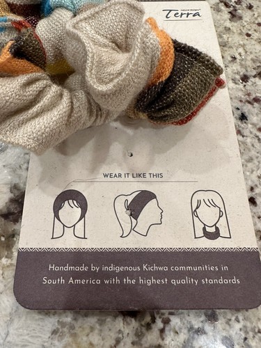 Terra Natural Designs weiches Herbst Strick Stirnband Südamerika Multi Wear Handarbeit - Bild 5 von 8