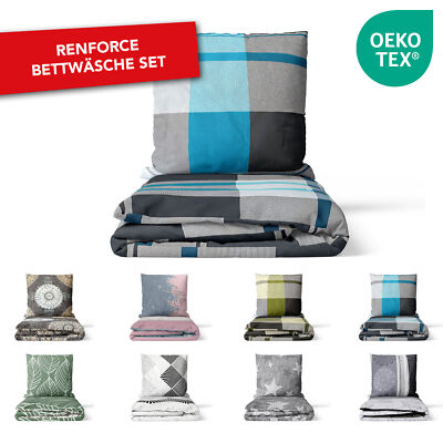 Bettwäsche 135x200 Renforce Baumwolle Bettbezug mit Reißverschluss Set 2tlg 4tlg