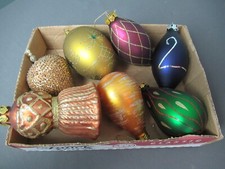7 Vintage Christmas Glass Ornaments - Ass't Sizes, Colors  Styles - f4 sb
