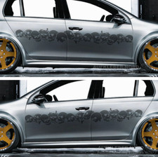 2x Seitenaufkleber Skull 180x21,5cm Totenkopf Autoaufkleber B09a dub + Farbwahl