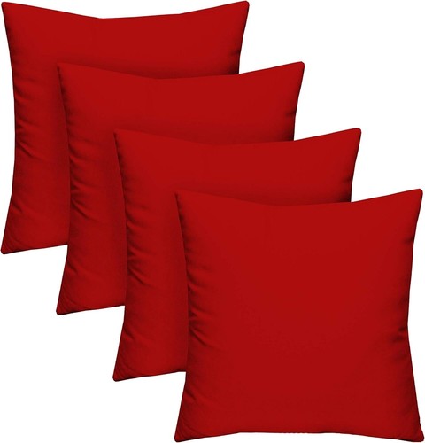 RSH Decor Set of 4 Decorative Outdoor Throw Pillows,  17" x 17" Red Solid - Afbeelding 1 van 4