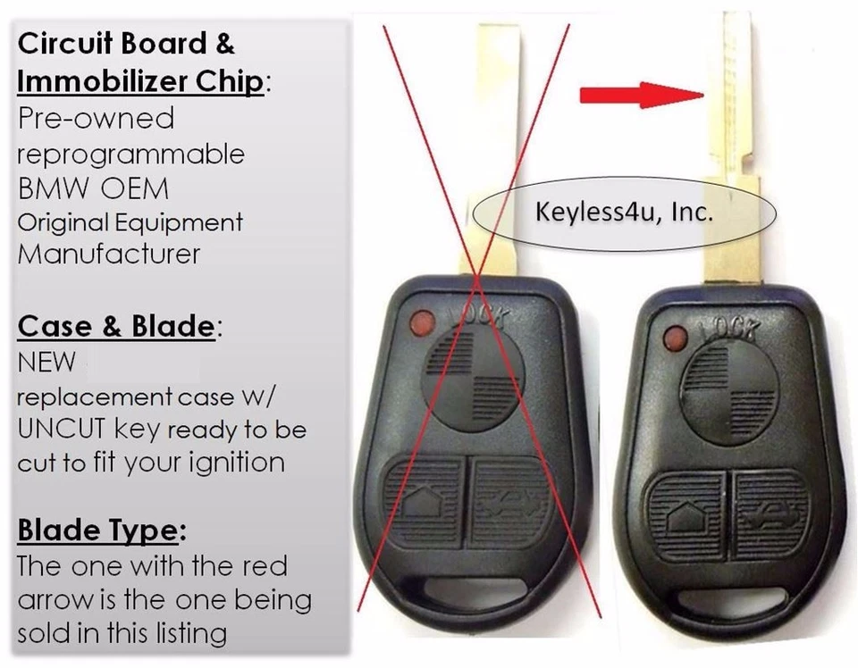 NUEVO mando a distancia sin llave para BMW 1994-1999 540i 750iL 740iL 1997 840Ci 850Ci LX8FZV Foto 2 de 4