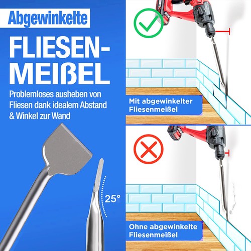 SDS Plus Breitmeißel Flachmeißel 75x165 Meisel Meißel Fliesenmeißel Stemmhammer - Bild 6 von 16