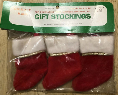 Vintage Plush Mini Christmas Stockings - Pkg of 3 - Sealed - 5'' Stockings