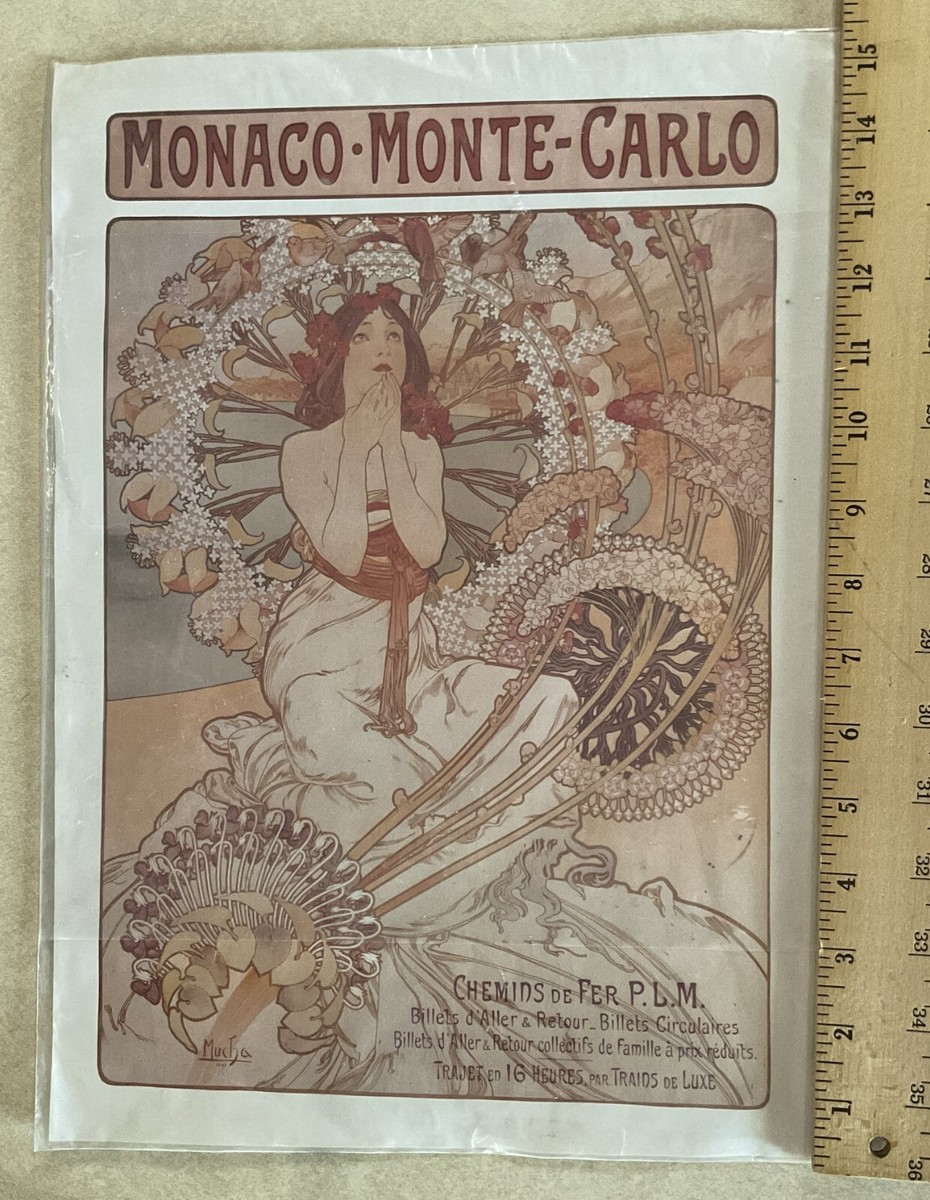 Art Nouveau Print Monaco-Monte Carlo by Alphonse Mucha, 11x15-Inch