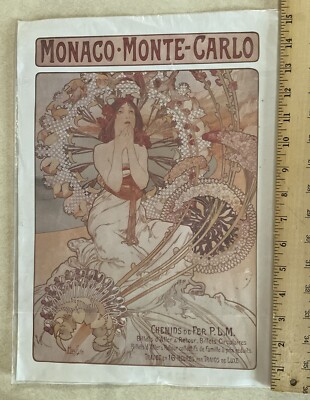 Art Nouveau Print Monaco-Monte Carlo by Alphonse Mucha, 11x15-Inch