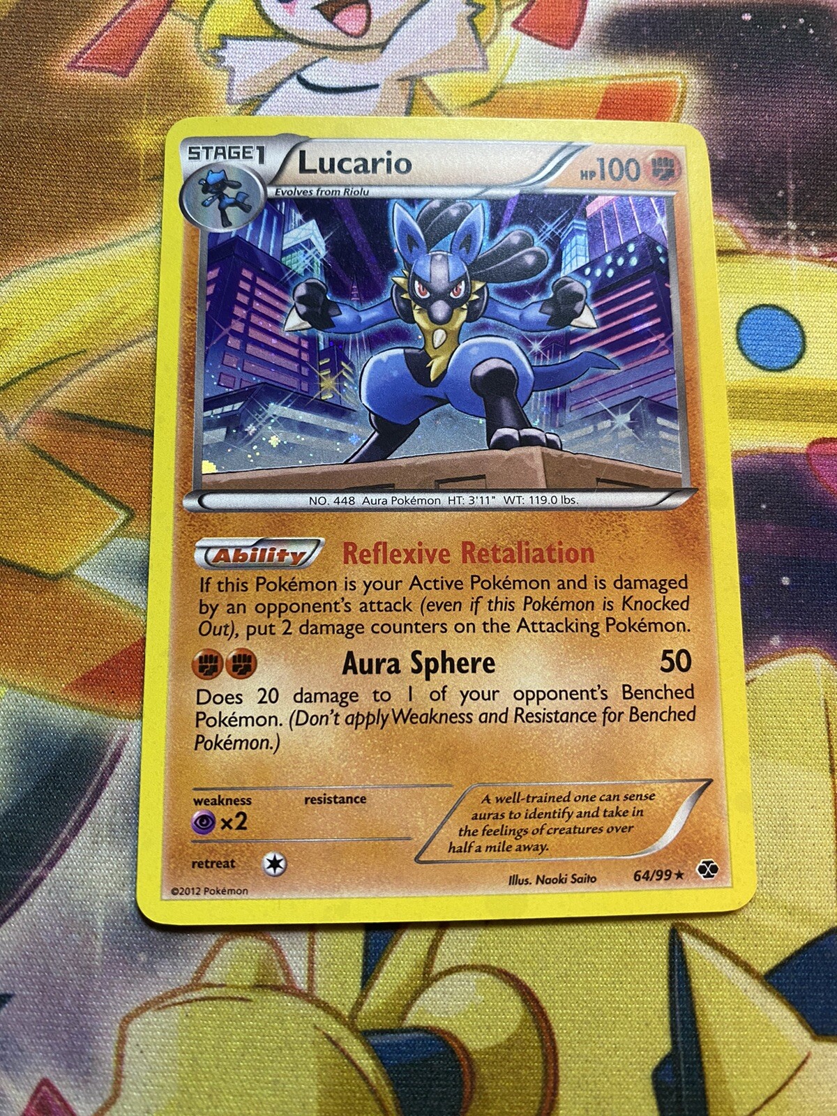 Pokemon - Lucario 64/99  Cosmos Holo Rare - Next Destinies - Black & White NM