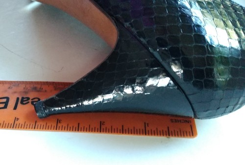 Vintage Evan Picone Black Shoes Pumps 3.5" Heel Snake Design 10N Made in Spain - Picture 6 of 12