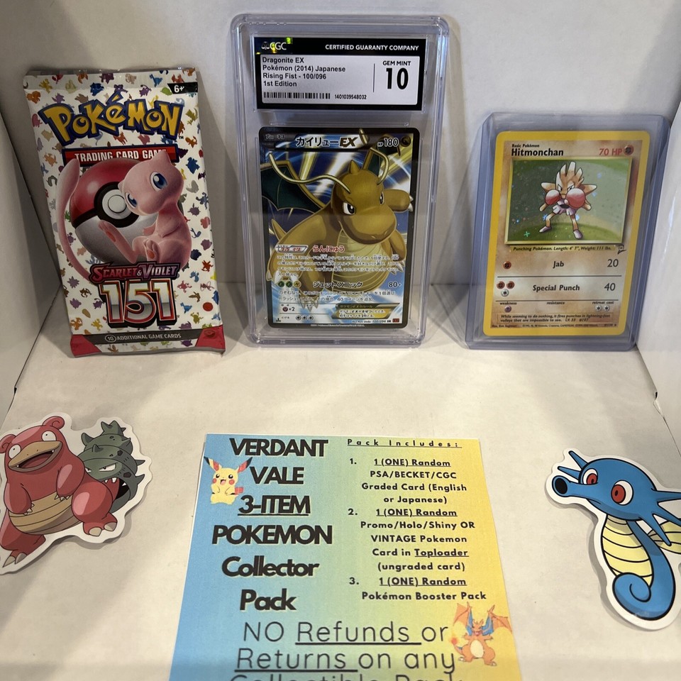 Mystery 3Item Pokémon Collector Pack • Graded Slab • Top Loader
