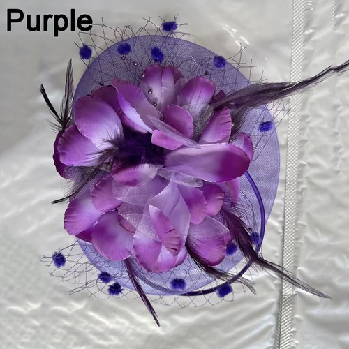 LOTTO Fermaglio per capelli fiore rete piuma fascinatore cappello tea party matrimonio donna US - Foto 17 di 32