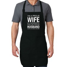 Proud Wife Wonderful and Sweet Husband Apron Kitchen Awesome Husband Funny Wife