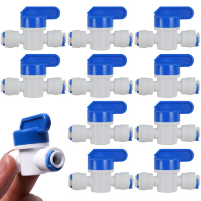 #ad 10X Ball Valve Inline Tap 1 4quot; Quick Connect Push Fit RO Water Reverse Osmosis # $15.39