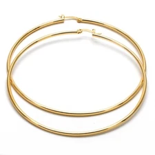 Extra Large Real Gold Plated 14k Gold layered 80mm x 3mm Round Hoop Earrings