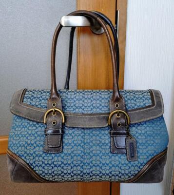 VTG Coach 7080 Blue Soho Signature Canvas Jacquard Satchel With