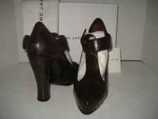 NEW Women Marc Jacobs EU 37 US 6.5  Bordeaux Leather Ankle Strap Heel Pump Shoes