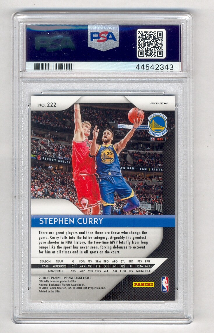 STEPHEN CURRY 2018-19 PANINI PRIZM RUBY WAVE PRIZM #222 PSA 10 GEM MINT