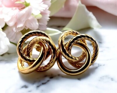 14k Yellow Gold Gold Love Knot Earrings Pair Of Vintage 14k Yellow