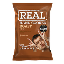 Real Crisps Roast Ox Crisps Snacks 24 x 35g Packs Bold Meaty Flavour Treats