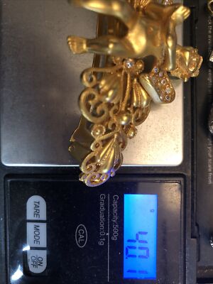 Kirks Folly Gold Tone Angel Cherub Ornate Rhinestone  display picture 3