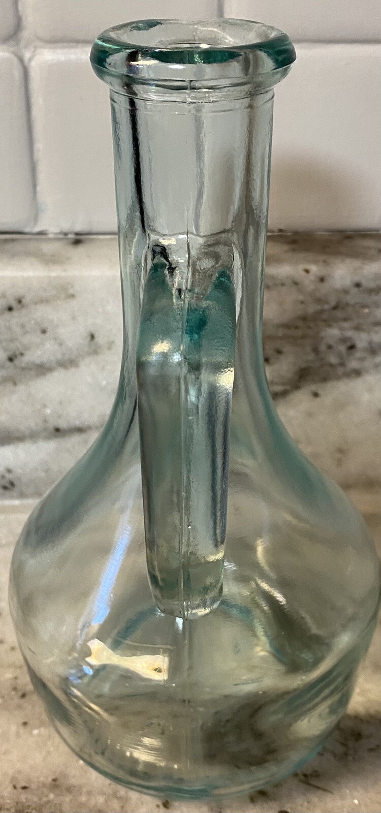 Vintage Made In Italy MOD DEP Glass Pitcher With Handle Bar Flower Vase Decor