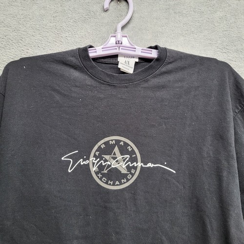 VINTAGE Armani Exchange Men Shirt Small Black Made In USA Logo Long Sleeve Tee - Picture 4 of 10