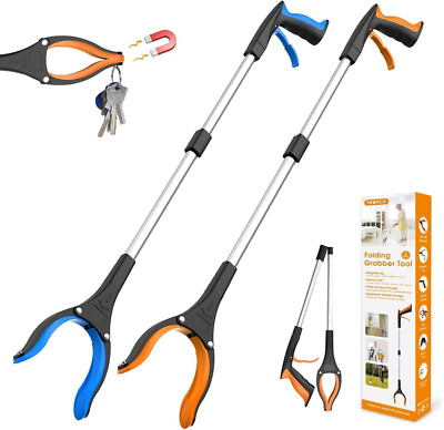 32'' Grabber Reacher Tool, 2-Pack Foldable Reacher Grabber Pickup Tool with 360° 