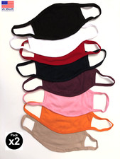 Face Mask Triple Layers 100 Cotton Washable Reusable Color Unisex Adult 2 PACK