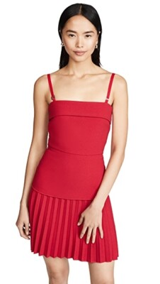 Dion Lee 253743 Womens Linear Pleat Sleeveless Mini Dress Cherry - Main Image
