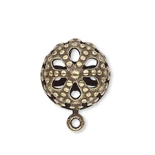 Lacy Bronze Antique Brass Domed 10mm Filigree Stud Post Earring Findings 2pcs