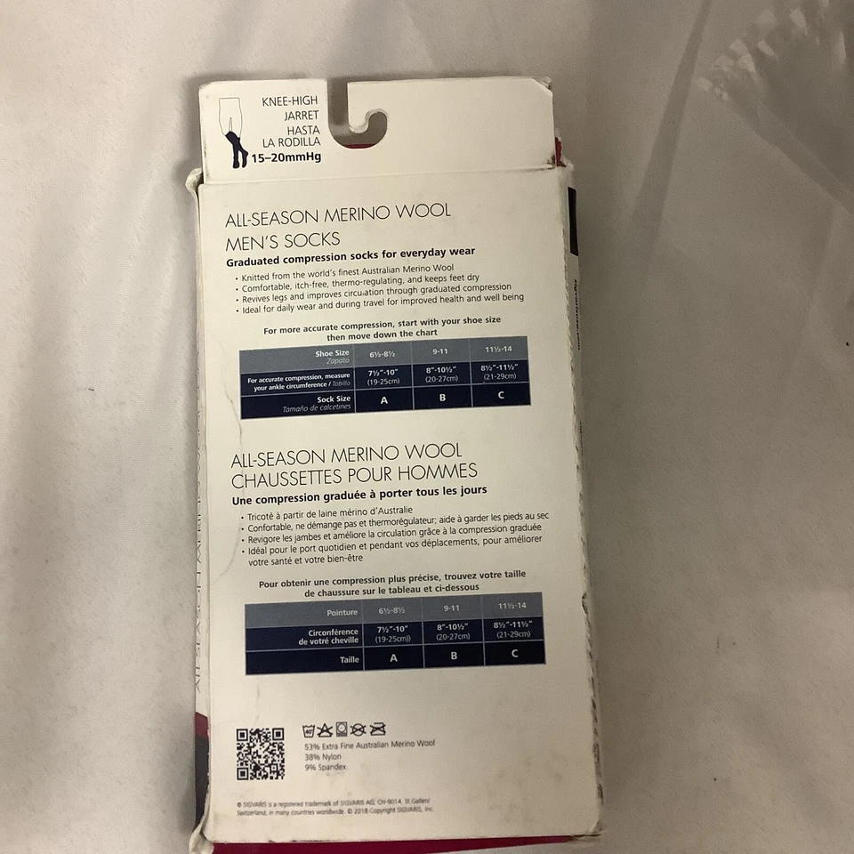 Sigvaris Zurich Collection Mens Compression Socks Black Merino Wool 15-20 mmHg - Image 2 of 4