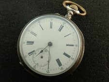 VINTAGE 50MM SWISS PIN SET POCKET WATCH .800 SILVER CASE - KEEPING TIME