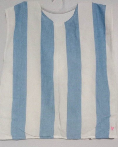 Pink Chicken Blue/Cream Striped One Button Cotton Top