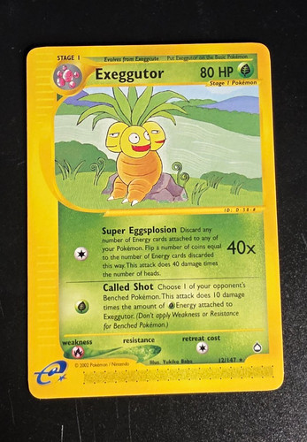 Pokémon TCG Exeggutor Aquapolis Rare Non Holo 012/147 2002 English ereader 2002