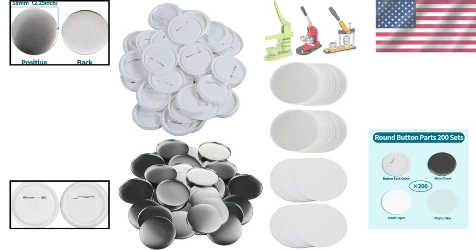 Metal & Plastic Button Making Kit, 200 Sets - Image 2 of 4