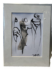 Frauen Fashion Zeichnung Passepartout 18x24  orig sign ZM Tusche Unikat Papier