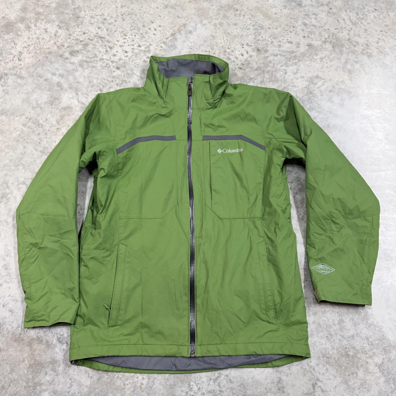 Columbia Interchange Jacket Mens Medium Green Full Zip Waterproof Ski Windproof