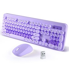 LAMA Colorful Wireless Keyboard and Mouse Combo, Full-Sized Bluetooth Purple