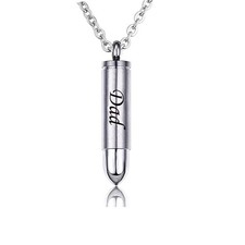 MEMORIALU Bullet Urn Necklace for Ashes Celtic Cross 20 inches, Silver