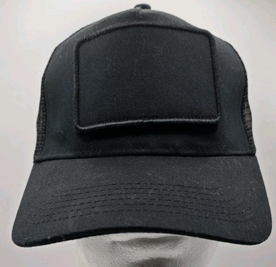 Beechfield Headwear Trucker Hat Mesh Snapback Cap with Removable Patch Black NWT