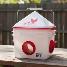 Chicken Feeder Plastic 10lb Weatherproof Multiple Ports for Chick & Bird Use