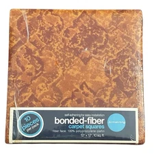 Vtg Carpet Tiles 12x12 Sq Ft 10 Pieces Orange Red Sealed Bonded Fiber C MCM New