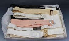Antique Group Lot of 20 Fabric Pieces w/ Belts MOP Buckles Bow Ties Embroidered