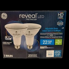 GE Reveal HD LED PAR30 Light Bulbs Adjustable Beam Spot/Flood 2 Pack