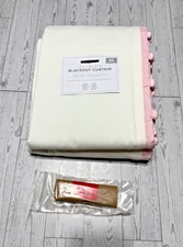 Pottery Barn Kids Cotton Pom 1(one) Blackout Curtain 44"x84" White & Pink