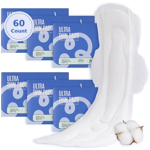 100% Organic Super Long Overnight Pads for Women Ultra Thin Sanitary Pads wit...